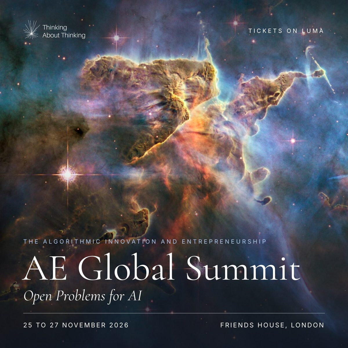 AE Global Summit, Open Problems for AI. 25 to 27 November 2026, Friends House, London. Mystic Mountain, Hubble Space Telescope